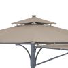 TOPMAX Patio 9.8ft.L x 9.8ft.W Gazebo with Extended Side Shed/Awning and LED Light for Backyard,Poolside, Deck, Brown