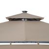 TOPMAX Patio 9.8ft.L x 9.8ft.W Gazebo with Extended Side Shed/Awning and LED Light for Backyard,Poolside, Deck, Brown