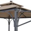 TOPMAX Patio 9.8ft.L x 9.8ft.W Gazebo with Extended Side Shed/Awning and LED Light for Backyard,Poolside, Deck, Brown