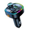 C22 Car Bluetooth 5.0 LED FM Transmitter Wireless Handsfree Car Kit MP3 Audio Player LED Light Voltage Display QC 3.0 PD Charger