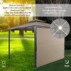 TOPMAX Patio 9.8ft.L x 9.8ft.W Gazebo with Extended Side Shed/Awning and LED Light for Backyard,Poolside, Deck, Brown