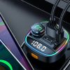 C22 Car Bluetooth 5.0 LED FM Transmitter Wireless Handsfree Car Kit MP3 Audio Player LED Light Voltage Display QC 3.0 PD Charger