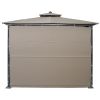 TOPMAX Patio 9.8ft.L x 9.8ft.W Gazebo with Extended Side Shed/Awning and LED Light for Backyard,Poolside, Deck, Brown