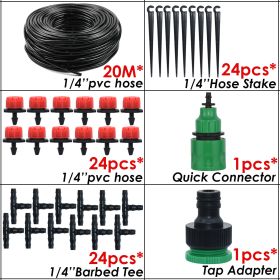 1 Set Automatic Micro Drip Irrigation Watering System Kit Hose Home Garden & Adjustable Drippers Greenhouses Potted Grows (Quantity: 20m Single Outlet Suit)