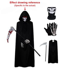 1 Set Halloween Grim Reaper Cloak Costumes Reaper Black Cape Terror Death Hook Sickle Horr Halloween Party Cosplay Costume Props (Color: Mixed set)