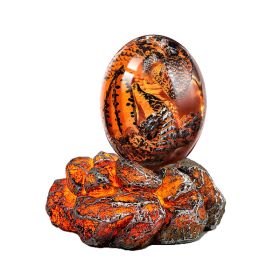 1 Set Lava Dragon Egg Crystal Transparent Resin Statue Luminous Dinosaur Eggs Souvenir Resin Craft Ornamental Home Decor Gifts (Color: red-luminous base)