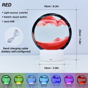 2023 Creative 3D Moving Sand Art Night Light Quicksand Painting Table Lamp LED Lights Hourglass Christmas Gift Home Office Decor (Emitting Color: Red)