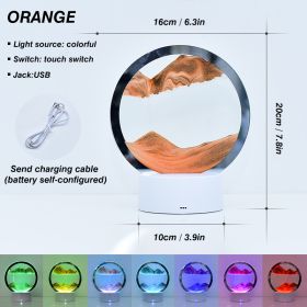 2023 Creative 3D Moving Sand Art Night Light Quicksand Painting Table Lamp LED Lights Hourglass Christmas Gift Home Office Decor (Emitting Color: Orange)