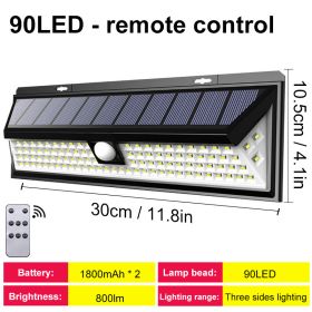 Solar Led Light Outdoor Solar Wall Light Outdoor Sensor Light Solar Led Lamp Outdoor Solar Panel Light With Motion Sensor Garden (Emitting Color: 90 LED with remote)